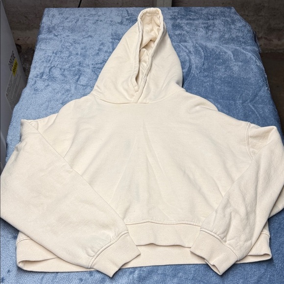 Sweaters - Women's Cream Hooded Pullover Sweater - Cozy Everyday Layer crop